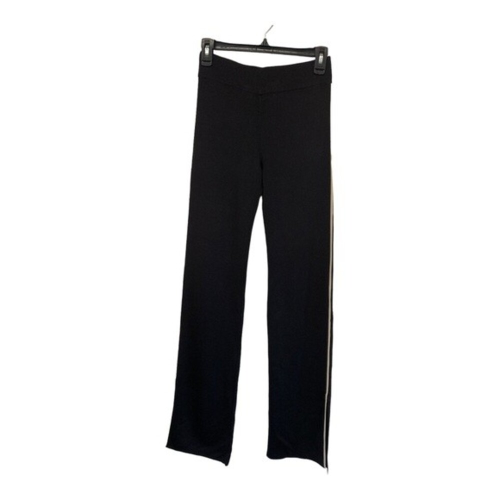 NWT Zara Knit | Black Straight Leg Rib Pants w/ Cream Stripe S